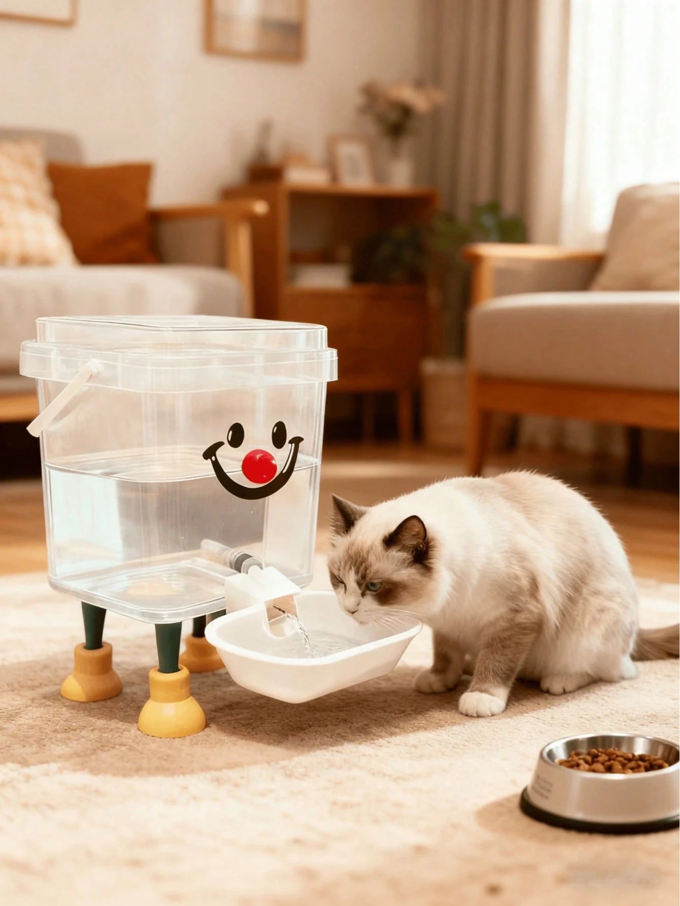 自動ペット給水器 - 電源不要!大容量の水タンク、重力式自動給水、ペットに常に新鮮な水を提供。週1-2回の給水で済み、毎日の給水の手間を解消!