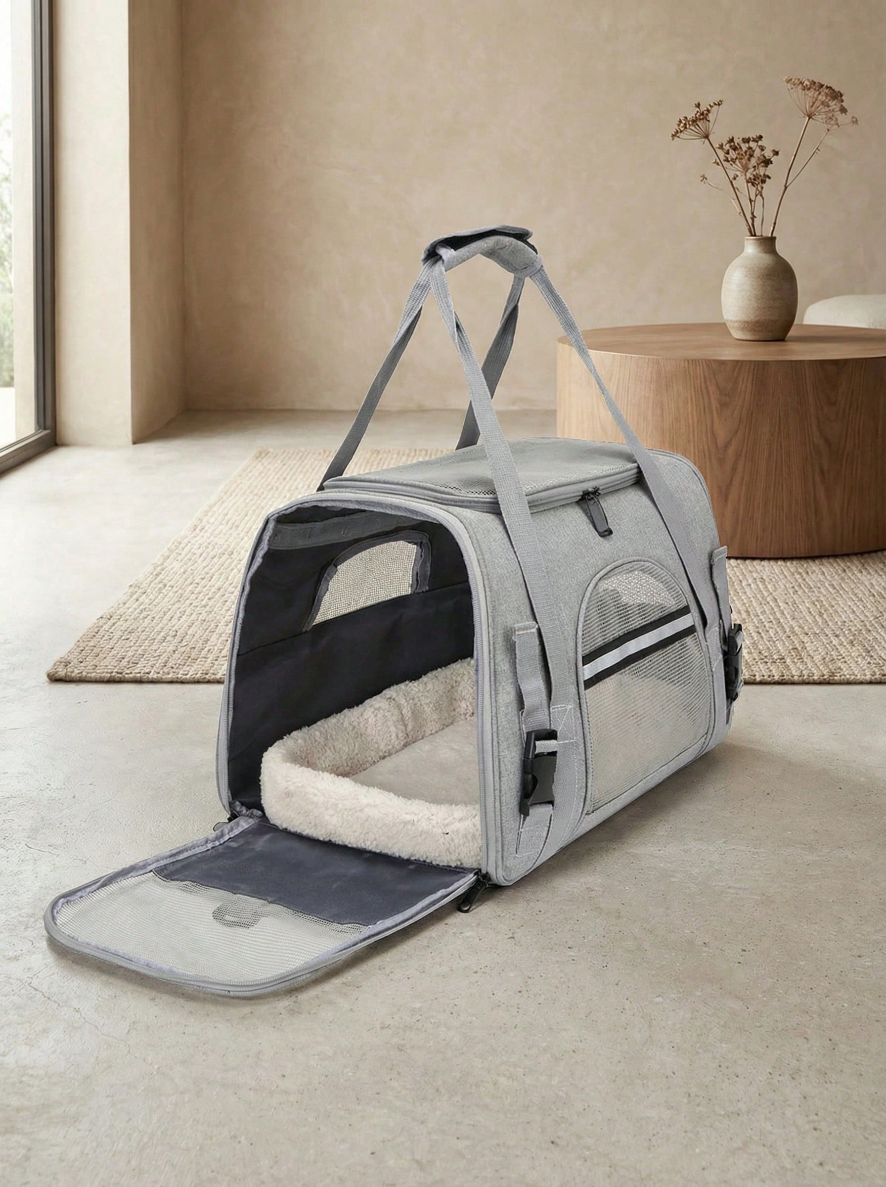 ペットキャリーバッグ 小型犬・中型猫用 最大 6.8kg（15 ポンド相当）対応 手提げ・ショルダー両対応 旅行・飛行機使用可能