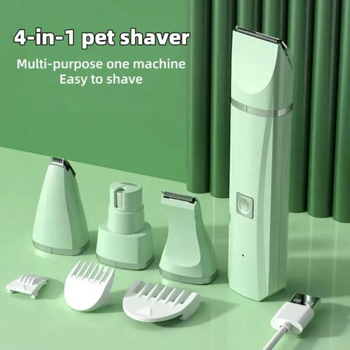 4in1 電動ペットグルーミングキット ネイルグラインダー付き 犬猫用 低ノイズ USB 充電式ワイヤレス 軽量多機能トリマー ホームペットケア