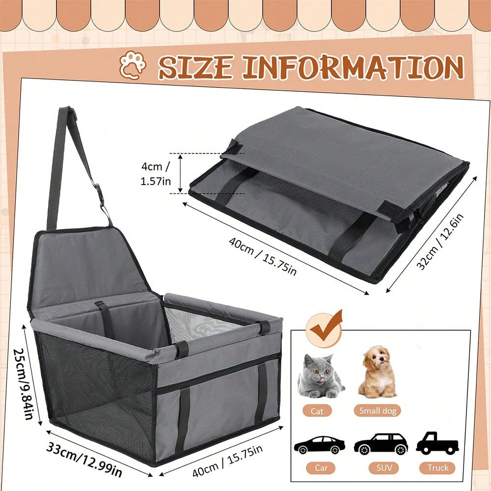 ペットカーシートキャリア 折りたたみ防水 視窓付き 車の前部・後部シート対応 犬猫用 ポリエステル快適設計 クリスマス / ハロウィン / 新年ギフト適用
