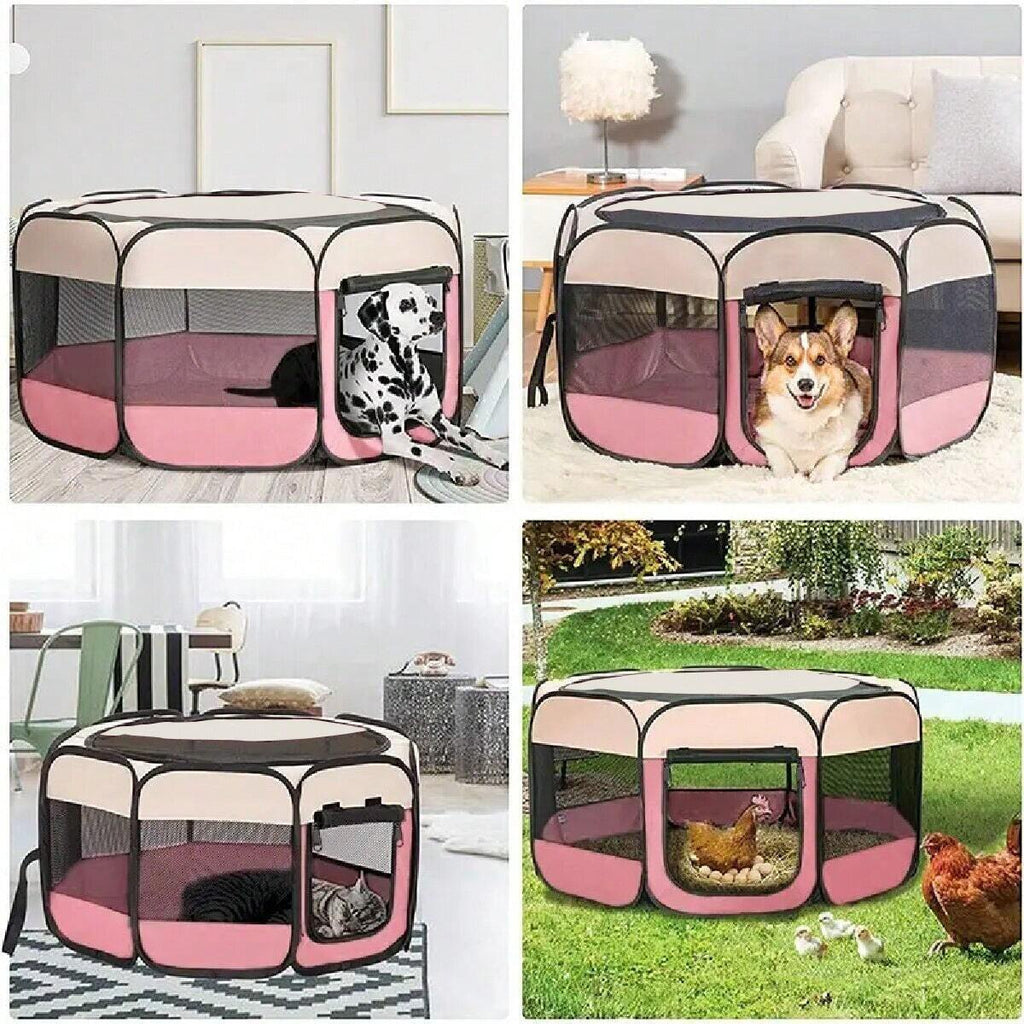 ポータブル 折りたたみペットテント ケネル 八角形フェンス パピー シェルター 使いやすい 屋外 屋内 簡単操作 大型犬 キャットフェンス