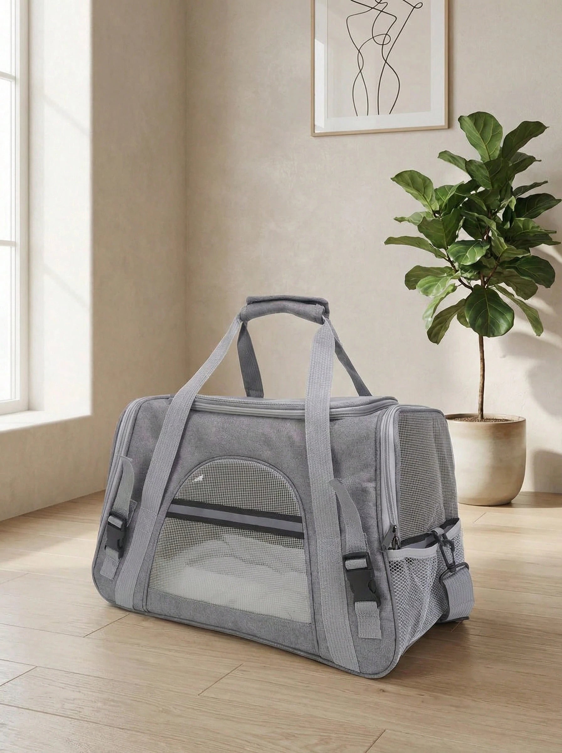 ペットキャリーバッグ 小型犬・中型猫用 最大 6.8kg（15 ポンド相当）対応 手提げ・ショルダー両対応 旅行・飛行機使用可能