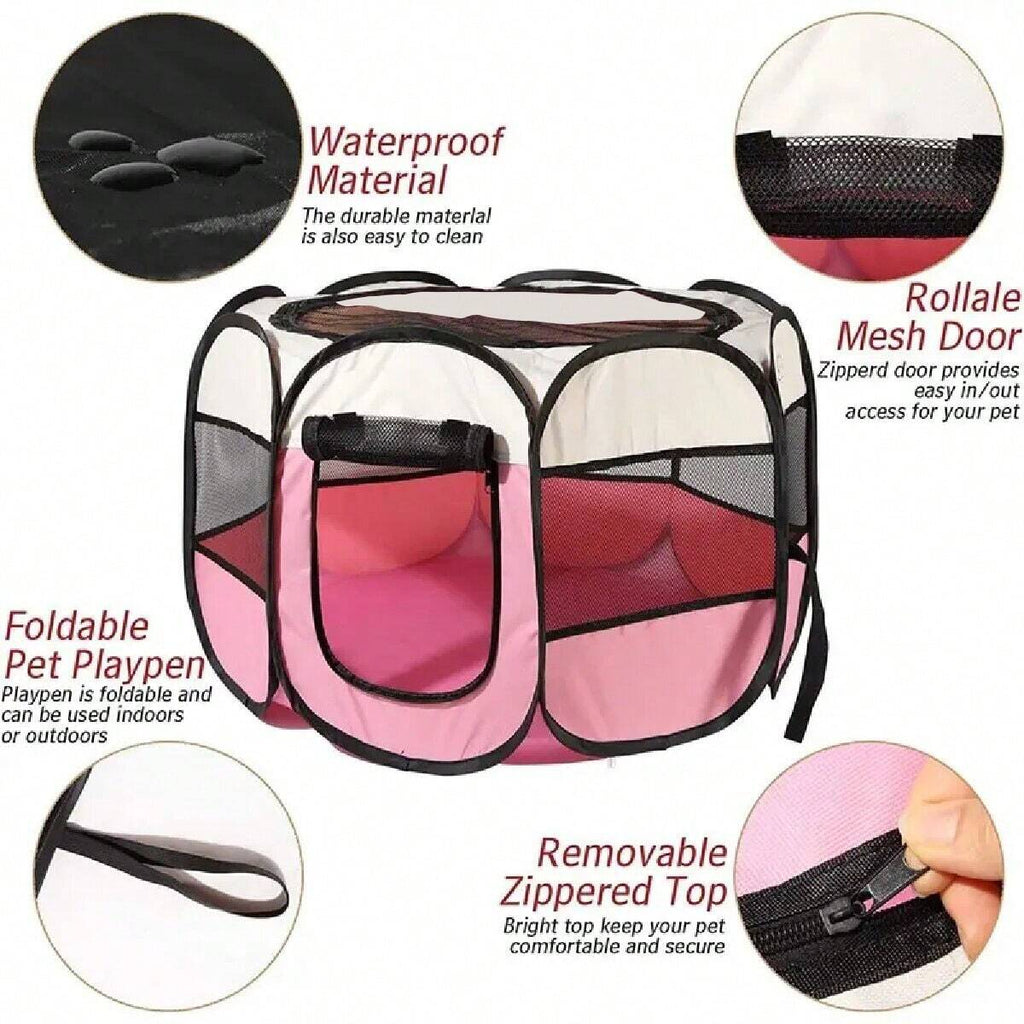 ポータブル 折りたたみペットテント ケネル 八角形フェンス パピー シェルター 使いやすい 屋外 屋内 簡単操作 大型犬 キャットフェンス