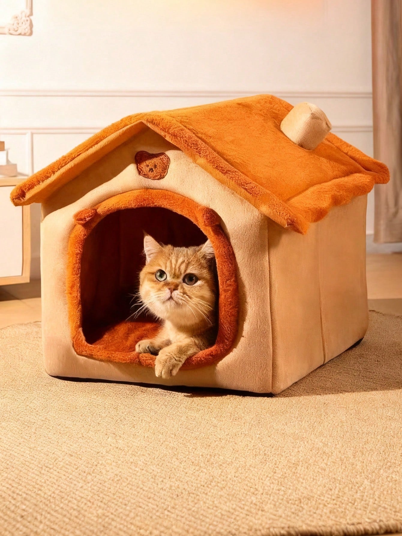 閉じ込め式 四季用 猫犬ベッド 冬暖かい ペット避難小屋