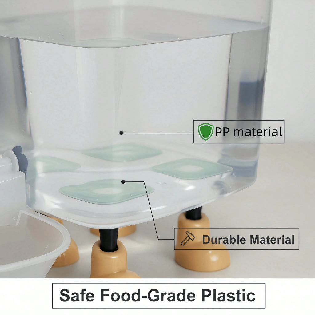 自動ペット給水器 - 電源不要!大容量の水タンク、重力式自動給水、ペットに常に新鮮な水を提供。週1-2回の給水で済み、毎日の給水の手間を解消!