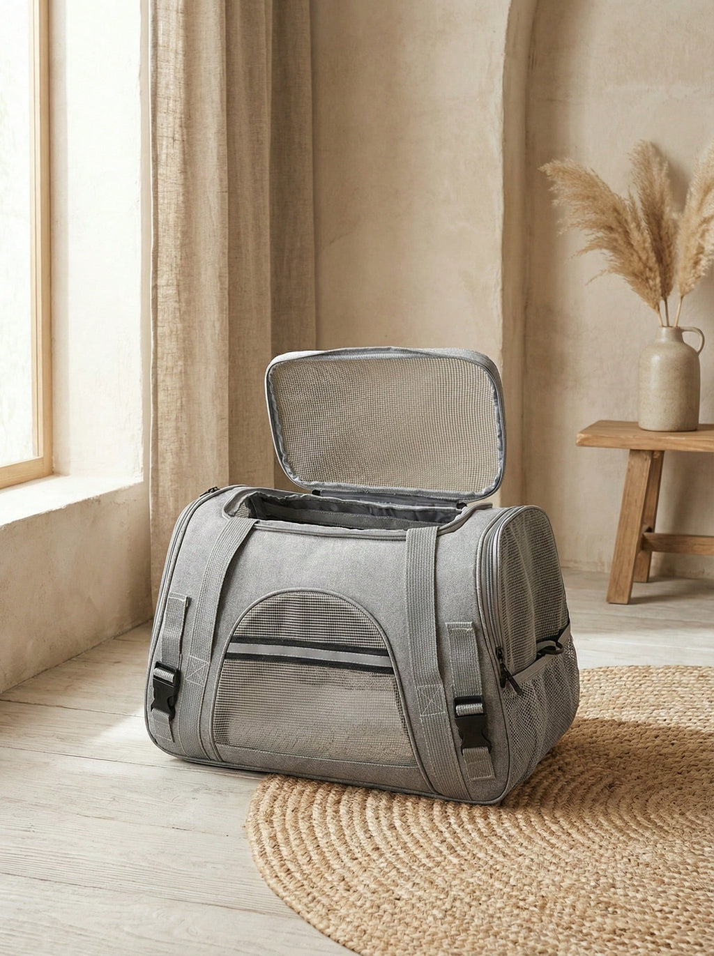 ペットキャリーバッグ 小型犬・中型猫用 最大 6.8kg（15 ポンド相当）対応 手提げ・ショルダー両対応 旅行・飛行機使用可能