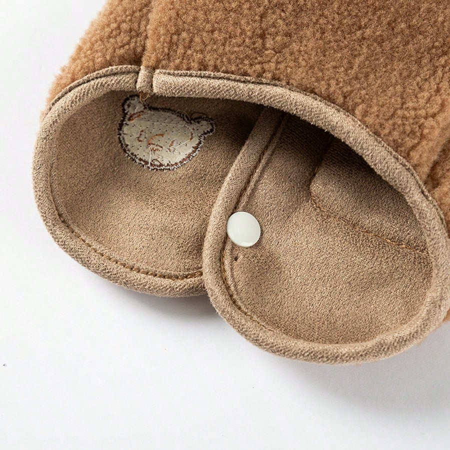 1 個 / 2 個セット ベルベット製ペットベスト + パッド 2 本脚漫画柄ペットジャケット 秋冬用 小型犬・猫対応