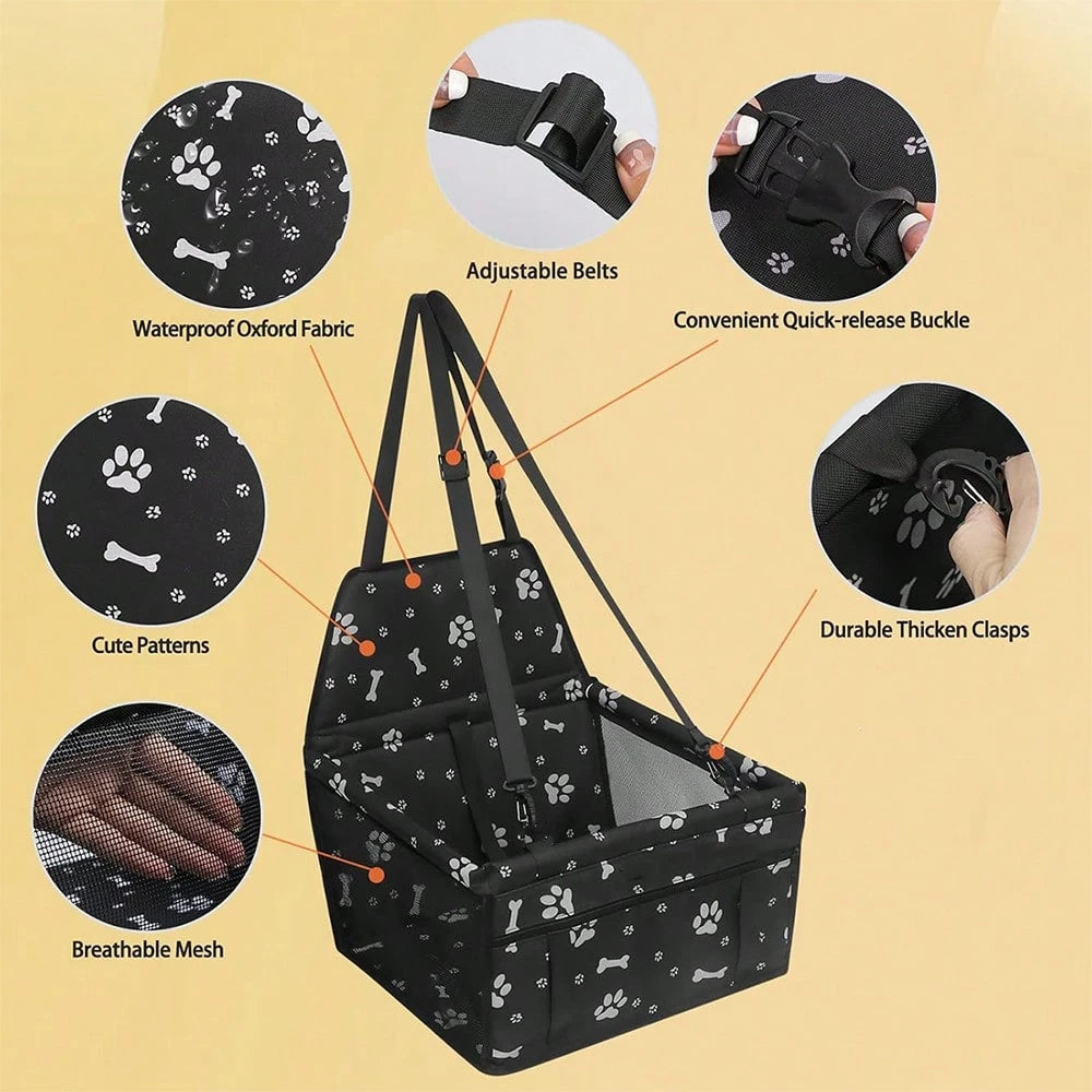 ペットカーシートキャリア 折りたたみ防水 視窓付き 車の前部・後部シート対応 犬猫用 ポリエステル快適設計 クリスマス / ハロウィン / 新年ギフト適用