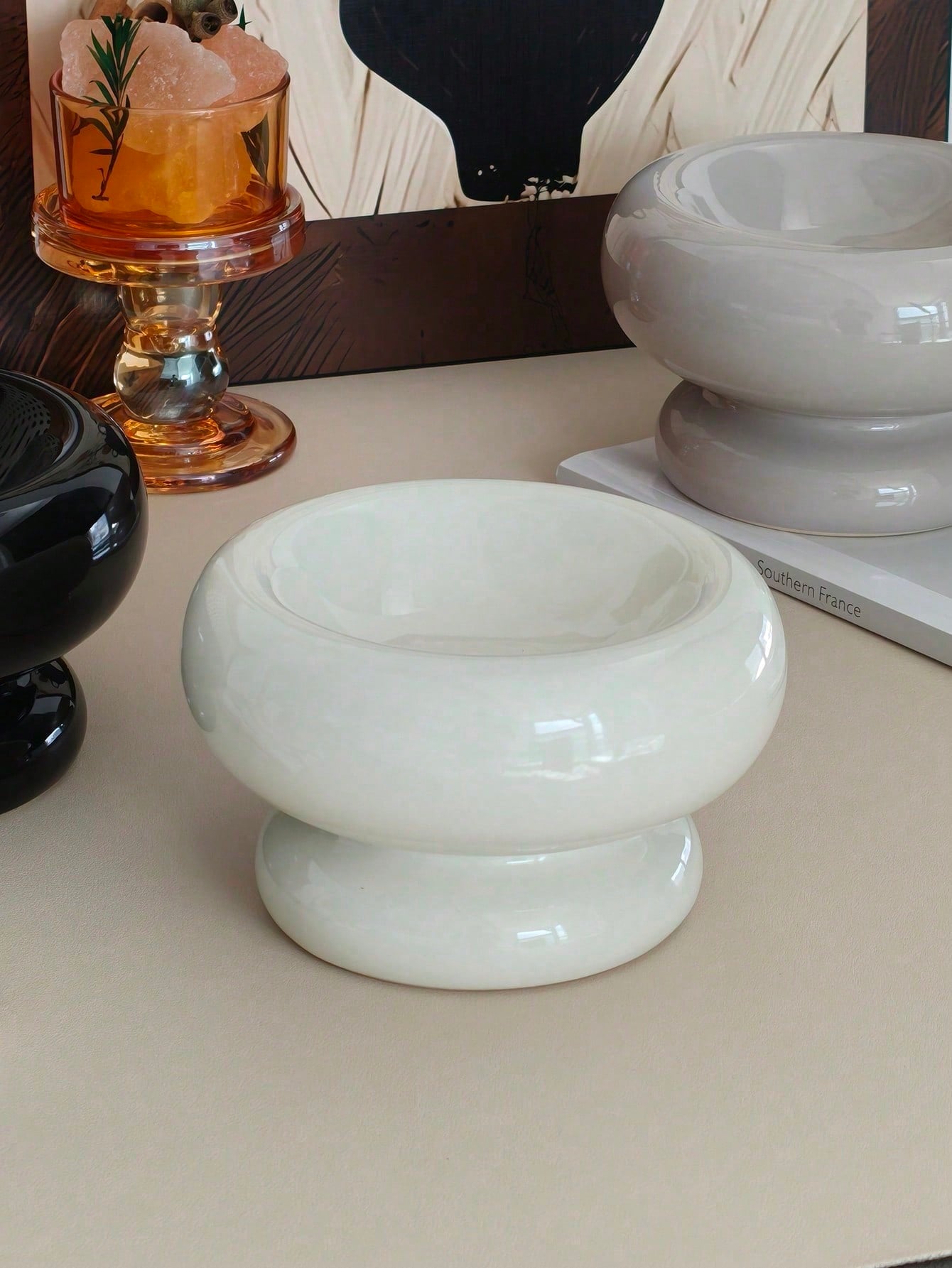 高台式 セラミックペットボウル 滑り止め付き ミニマルデザイン 猫犬用フィーダー