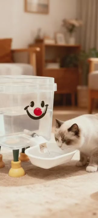 自動ペット給水器 - 電源不要!大容量の水タンク、重力式自動給水、ペットに常に新鮮な水を提供。週1-2回の給水で済み、毎日の給水の手間を解消!